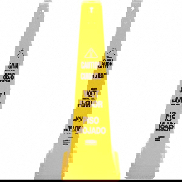 Multilingual Wet Floor Safety Cone, 12.25 X 12.25 X 36